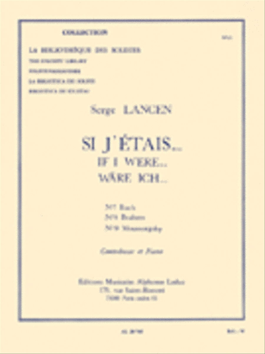 Lancen Si J'etais 7 Bach 8 Brahms 5 Moussorsky Double Bass & Piano Bk Double Bass scores gallery preview page 1