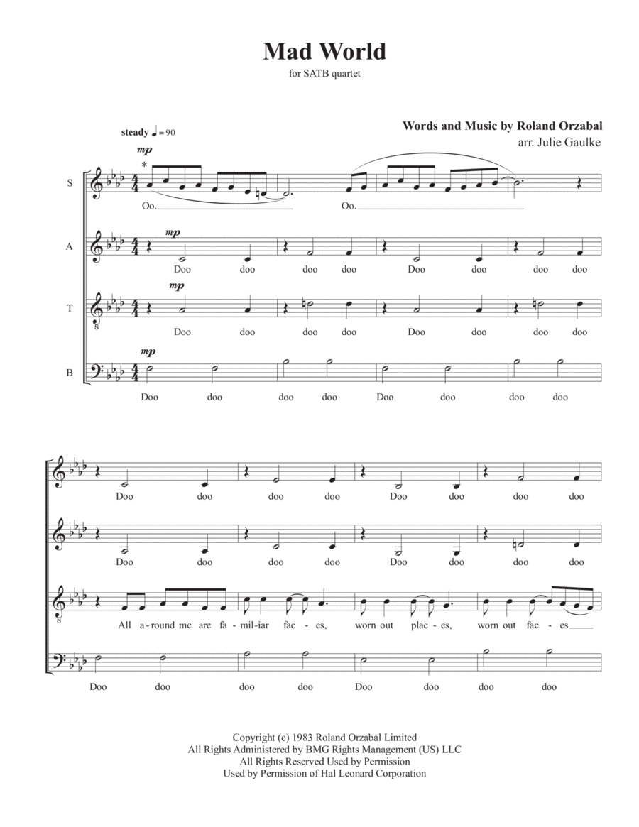 Mad World 4-Part scores gallery preview page 1