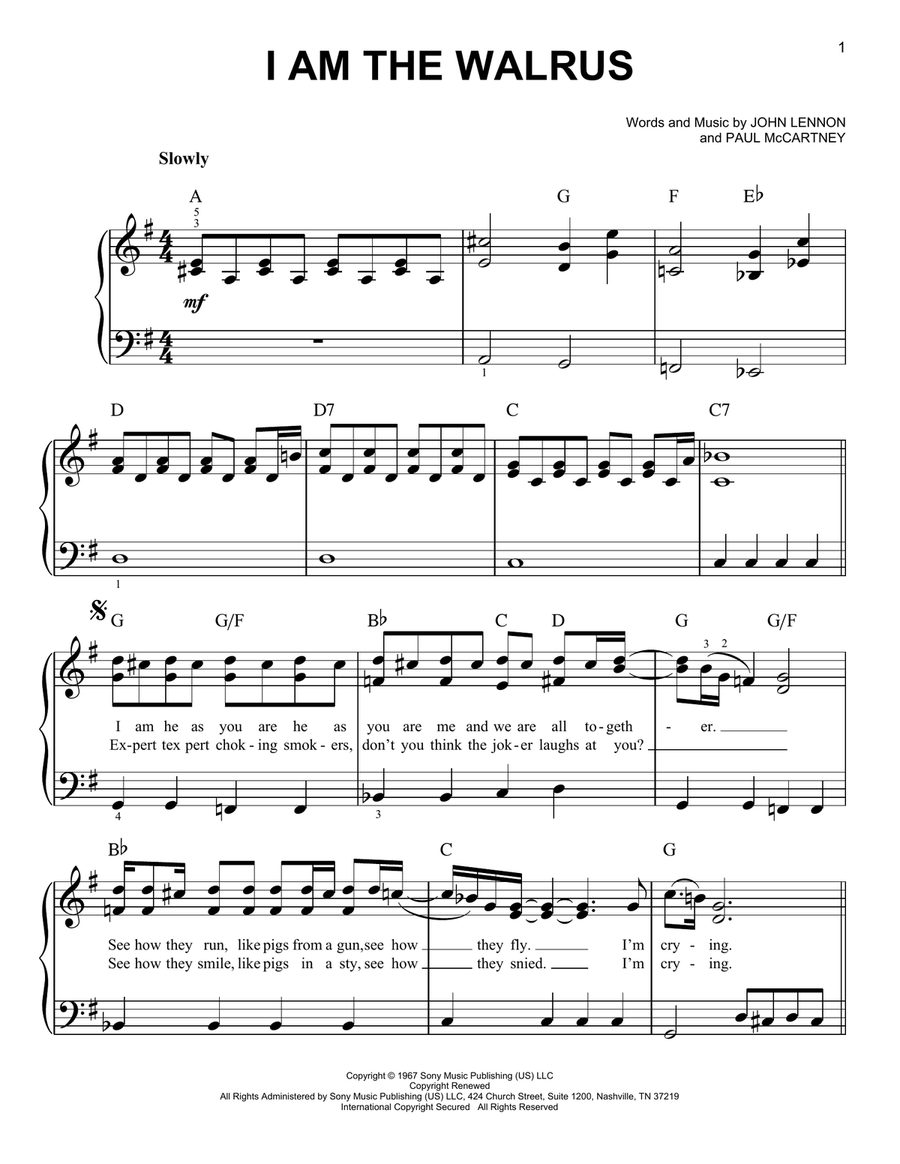 I Am The Walrus Voice scores gallery preview page 1