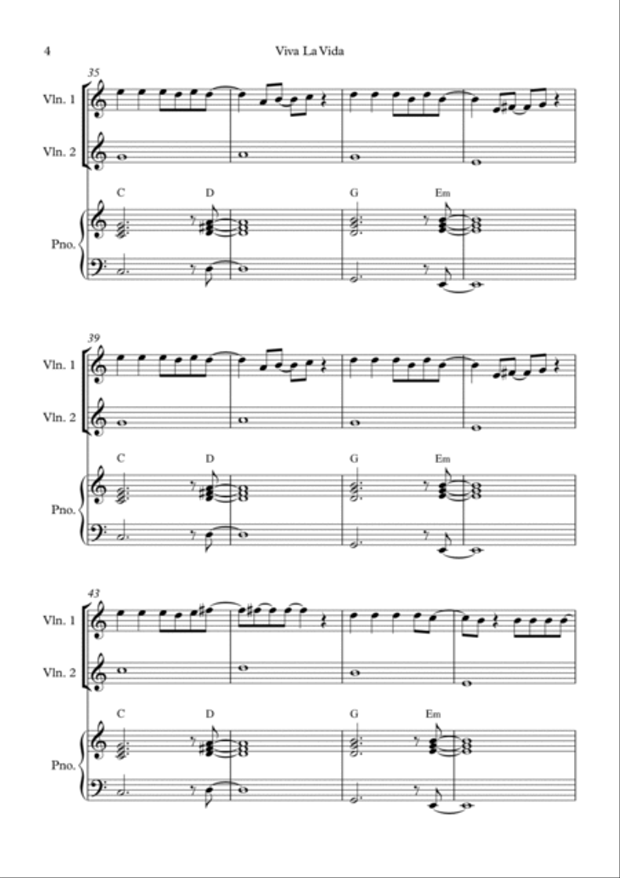 Viva La Vida String Duet scores gallery preview page 4