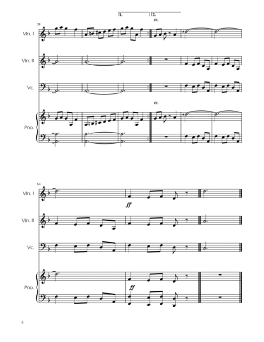 Carol of the Bells - String Trio w/ Piano String Trio scores gallery preview page 6