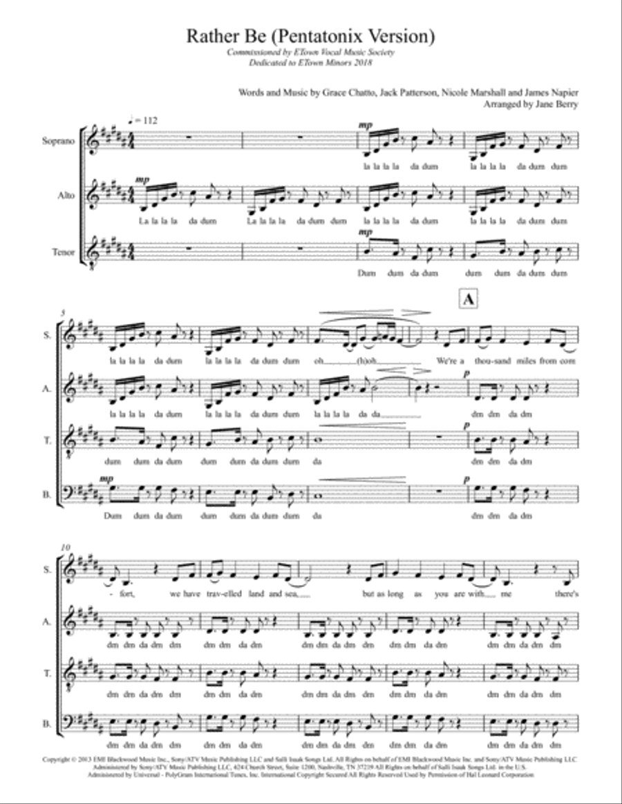 Rather Be Rather Be 4-Part scores gallery preview page 1