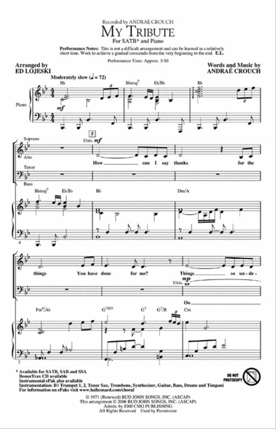 My Tribute My Tribute 4-Part scores gallery preview page 2