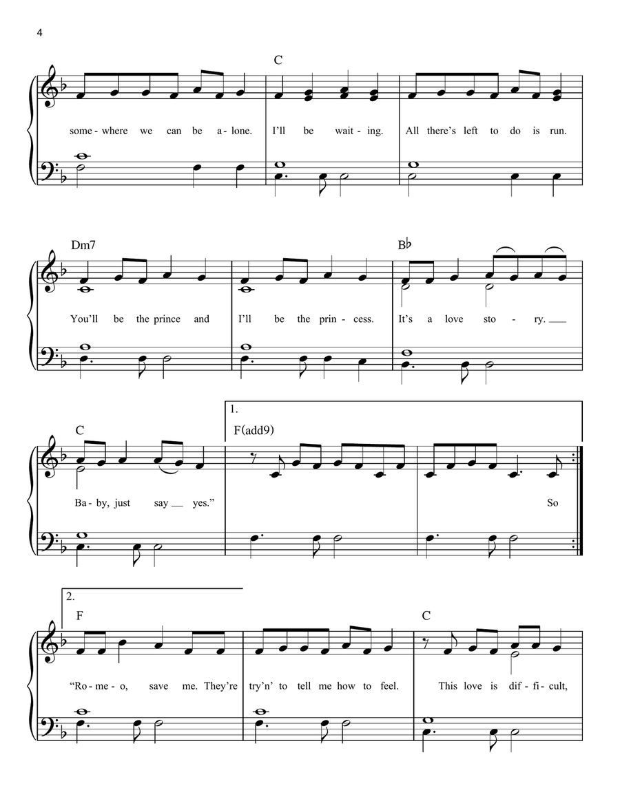 Love Story Easy Piano scores gallery preview page 4