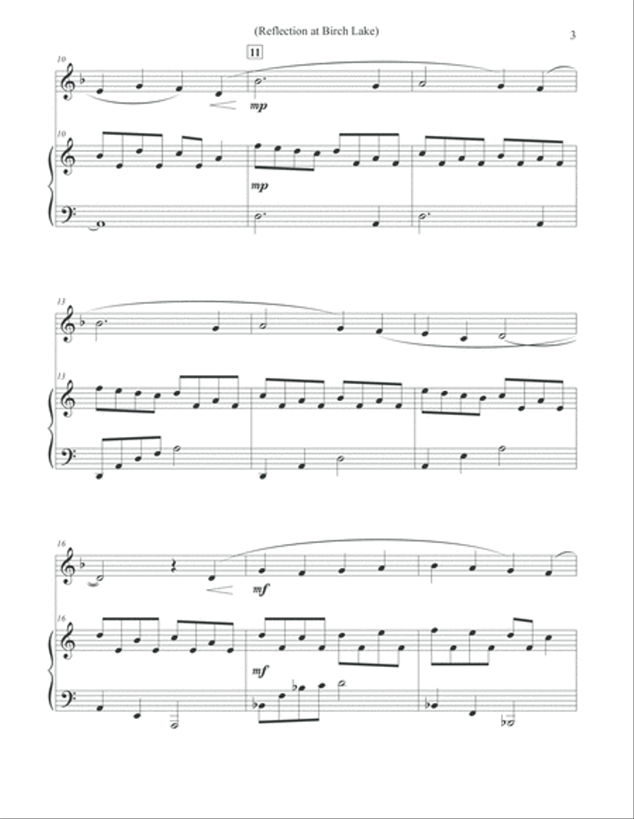 Reflection at Birch Lake - Alto Flute & Piano Flute Solo scores gallery preview page 3