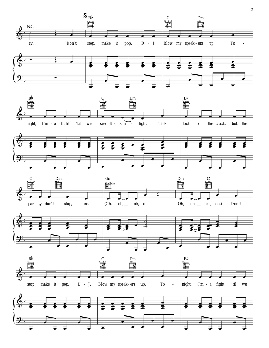 Tik Tok Piano, Vocal, Guitar scores gallery preview page 3