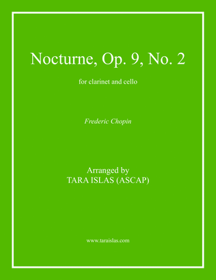 Nocturne, Op. 9, No. 2 for clarinet and cello