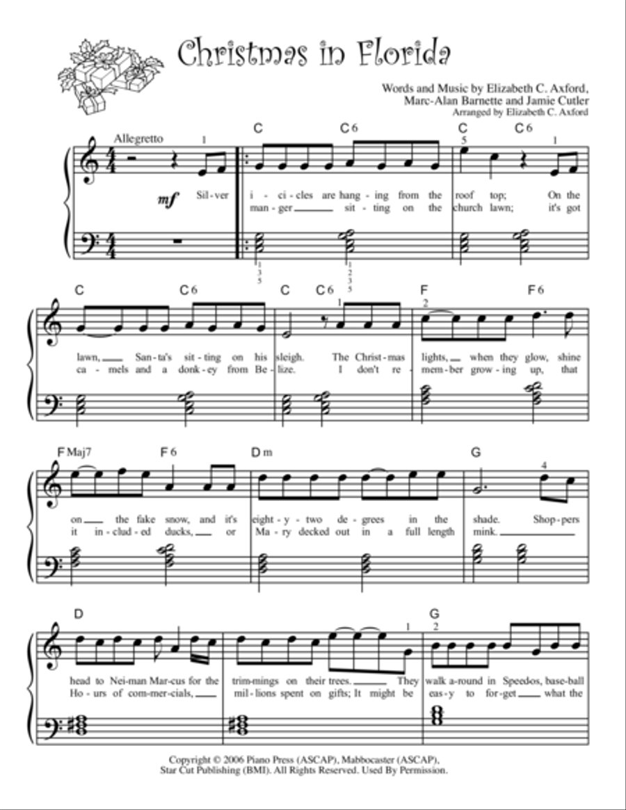 Christmas in Florida Piano, Vocal, Guitar scores gallery preview page 2