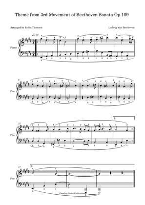 Theme from 3rd Movement of Beethoven Piano Sonata Op.109