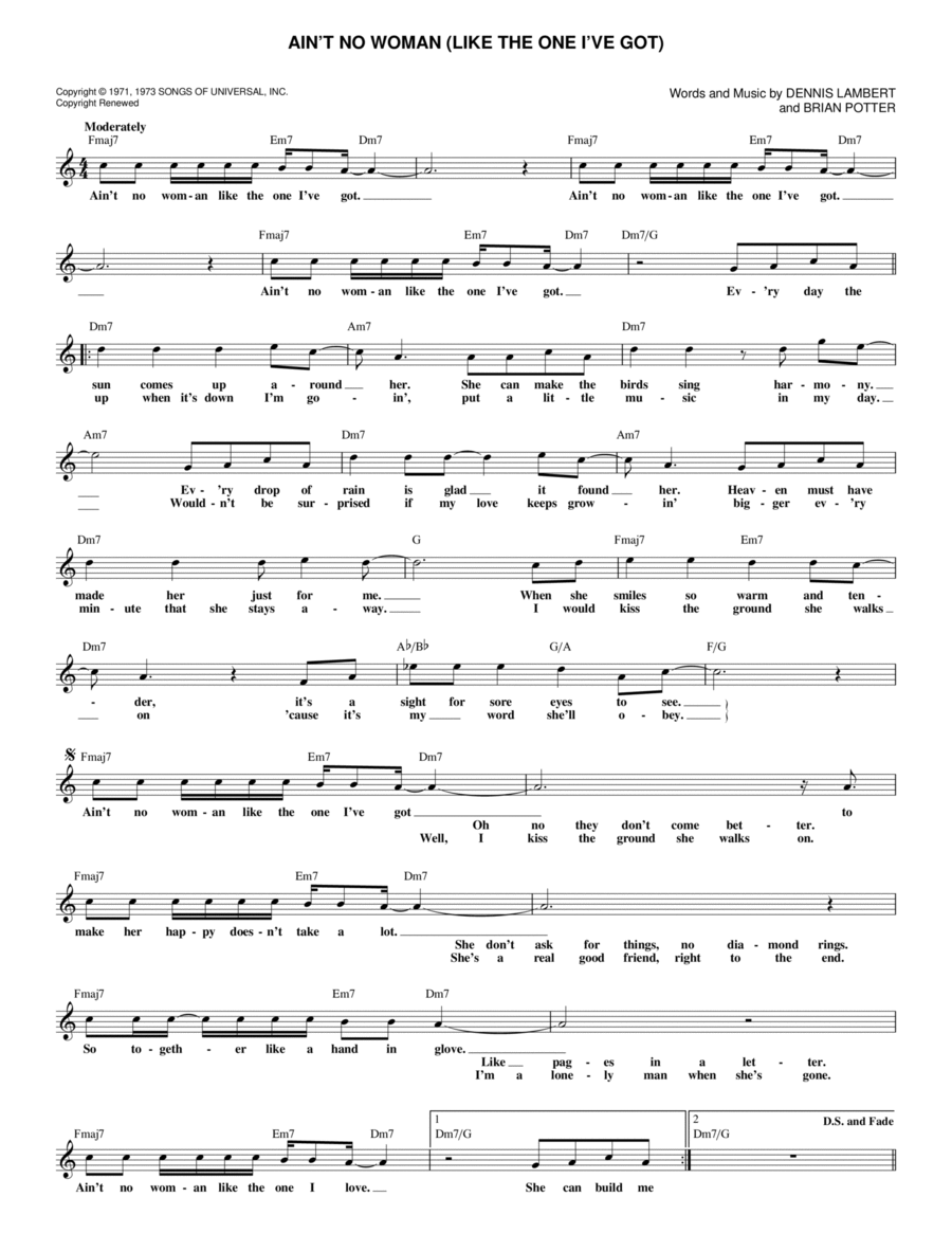 Ain't No Woman (Like The One I've Got) Piano scores gallery preview page 1