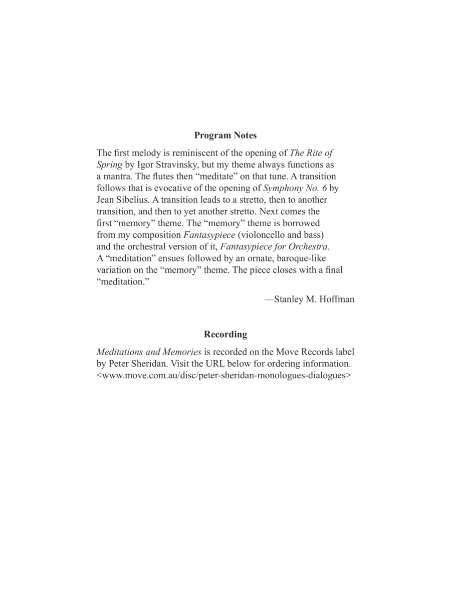 Meditations and Memories Meditations and Memories Flute Duet scores gallery preview page 1