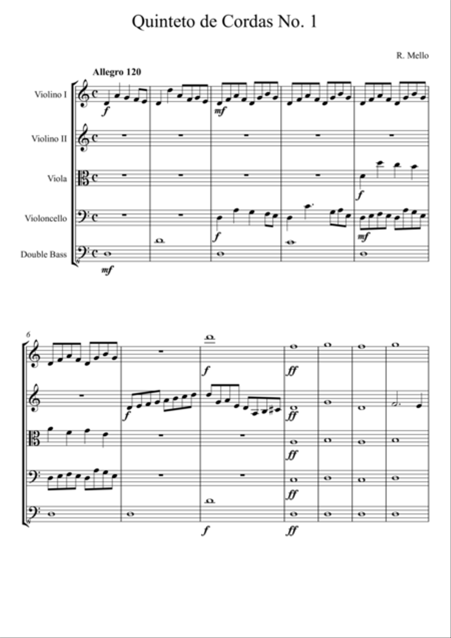 Quinteto de Cordas No.1 Quinteto de Cordas No.1 String Quartet scores gallery preview page 1