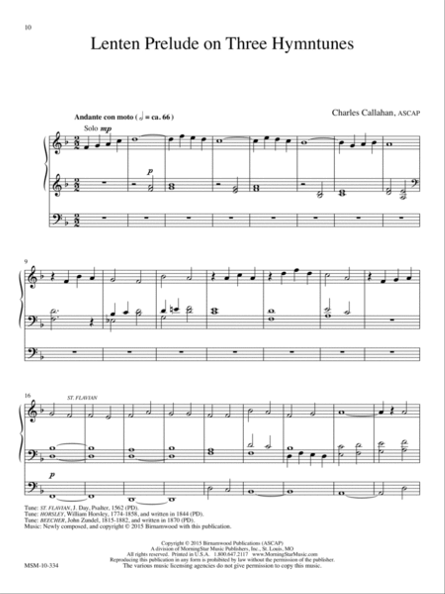 Book cover for Lenten Prelude on Three Hymntunes (Downloadable)