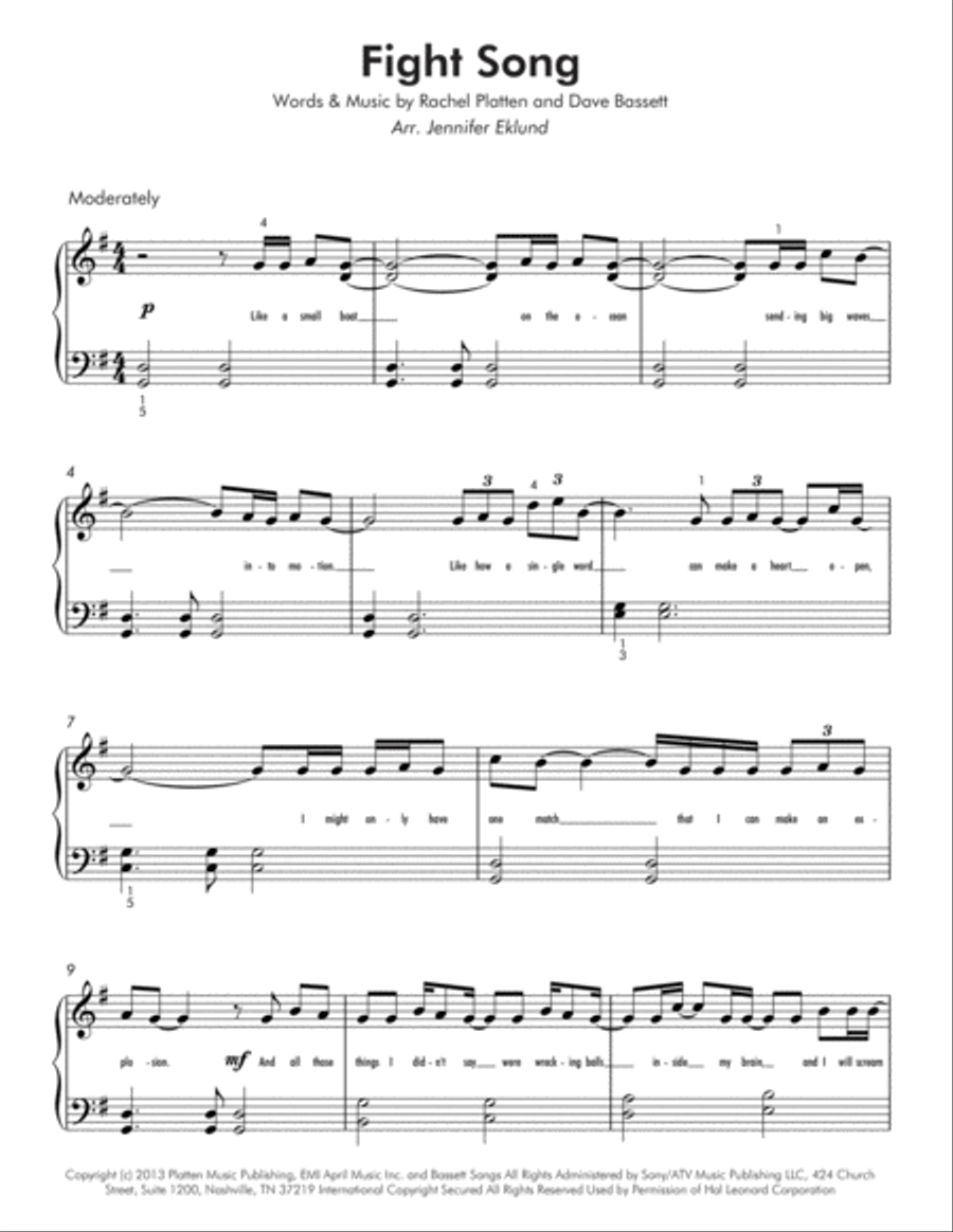 Fight Song (Easy Piano) image number null