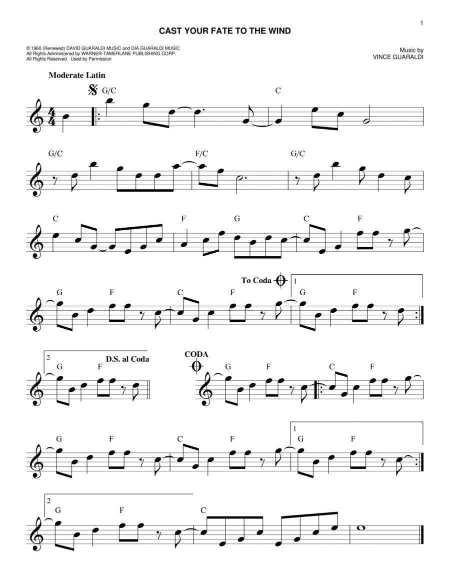 Cast Your Fate To The Wind Piano scores gallery preview page 1