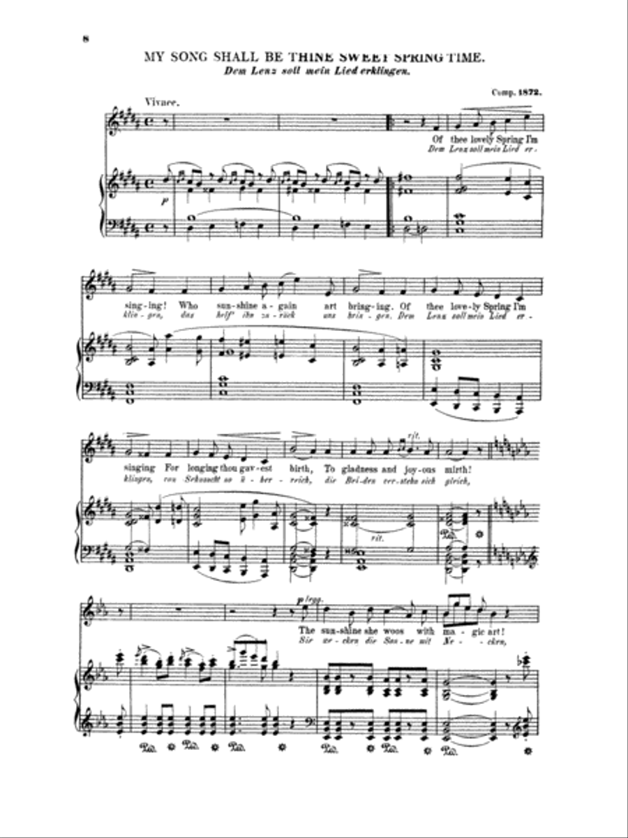 Grieg: Selected Songs for High Voice-- My Song Shall Be Thine Sweet Spring Time (English/German) High Voice scores gallery preview page 1