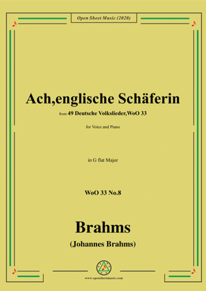 Book cover for Brahms-Ach,englische Schäferin,WoO 33 No.8,in G flat Major,for Voice&Piano