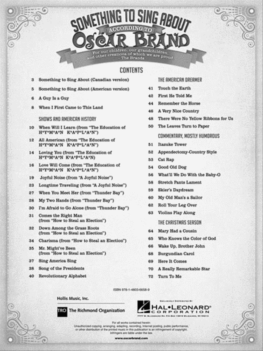 Something to Sing About According to Oscar Brand Piano, Vocal scores gallery preview page 3