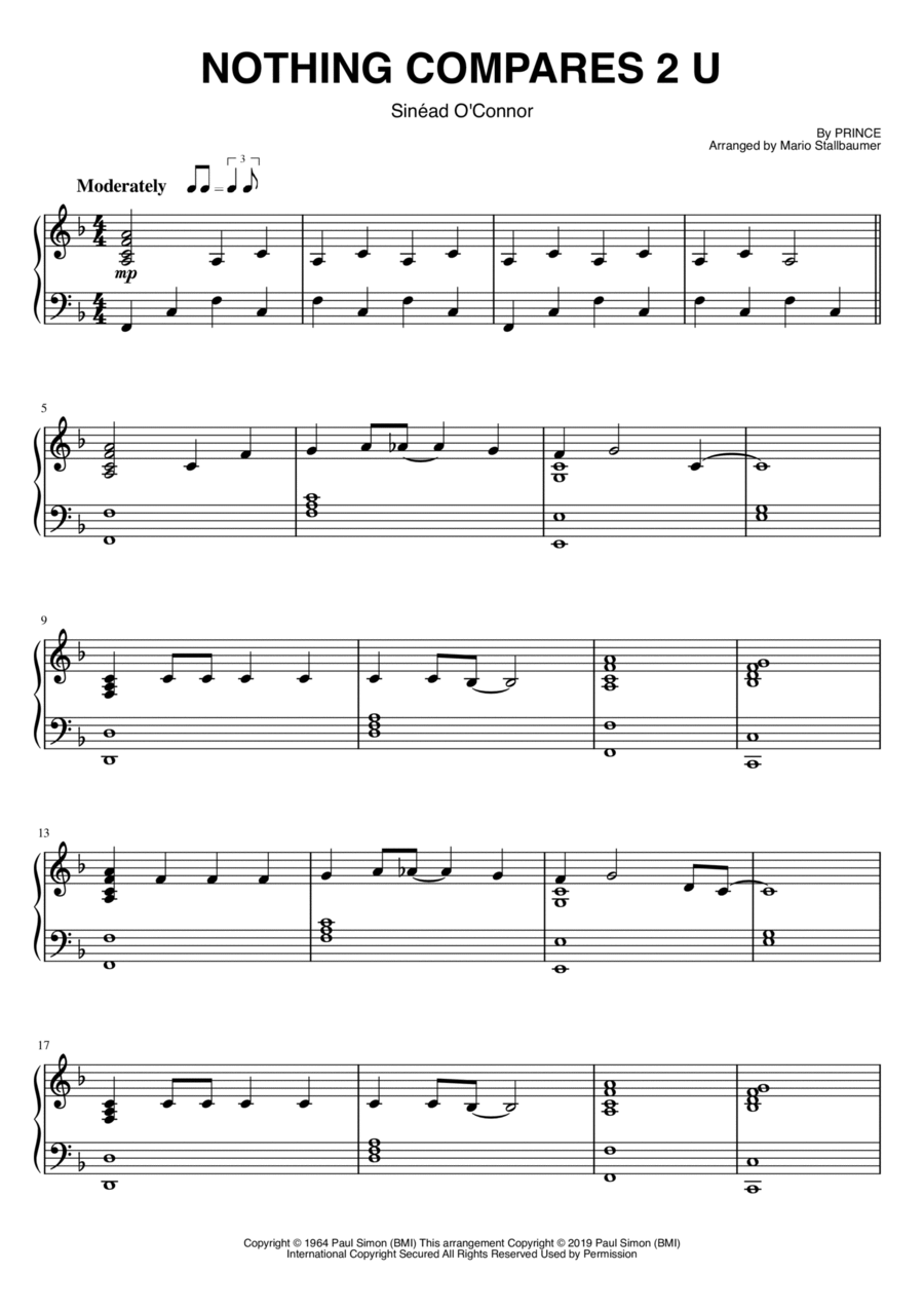 Nothing Compares 2 U Piano Solo scores gallery preview page 1