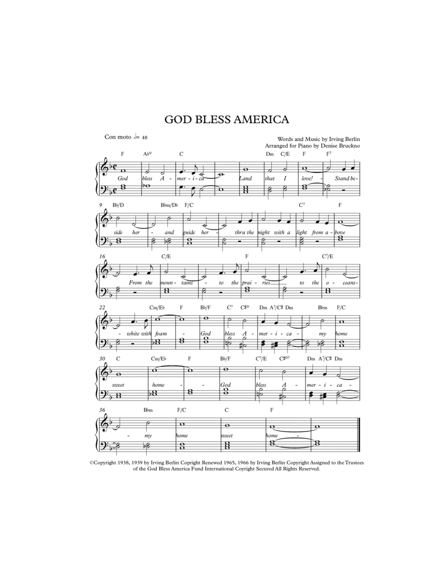 God Bless America Voice scores gallery preview page 1