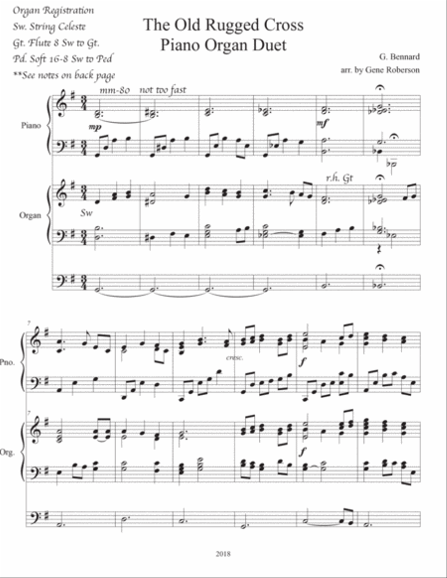 The Old Rugged Cross Piano Organ Piano scores gallery preview page 2