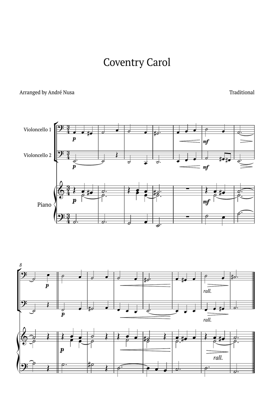 Conventry Carol String Duet scores gallery preview page 1