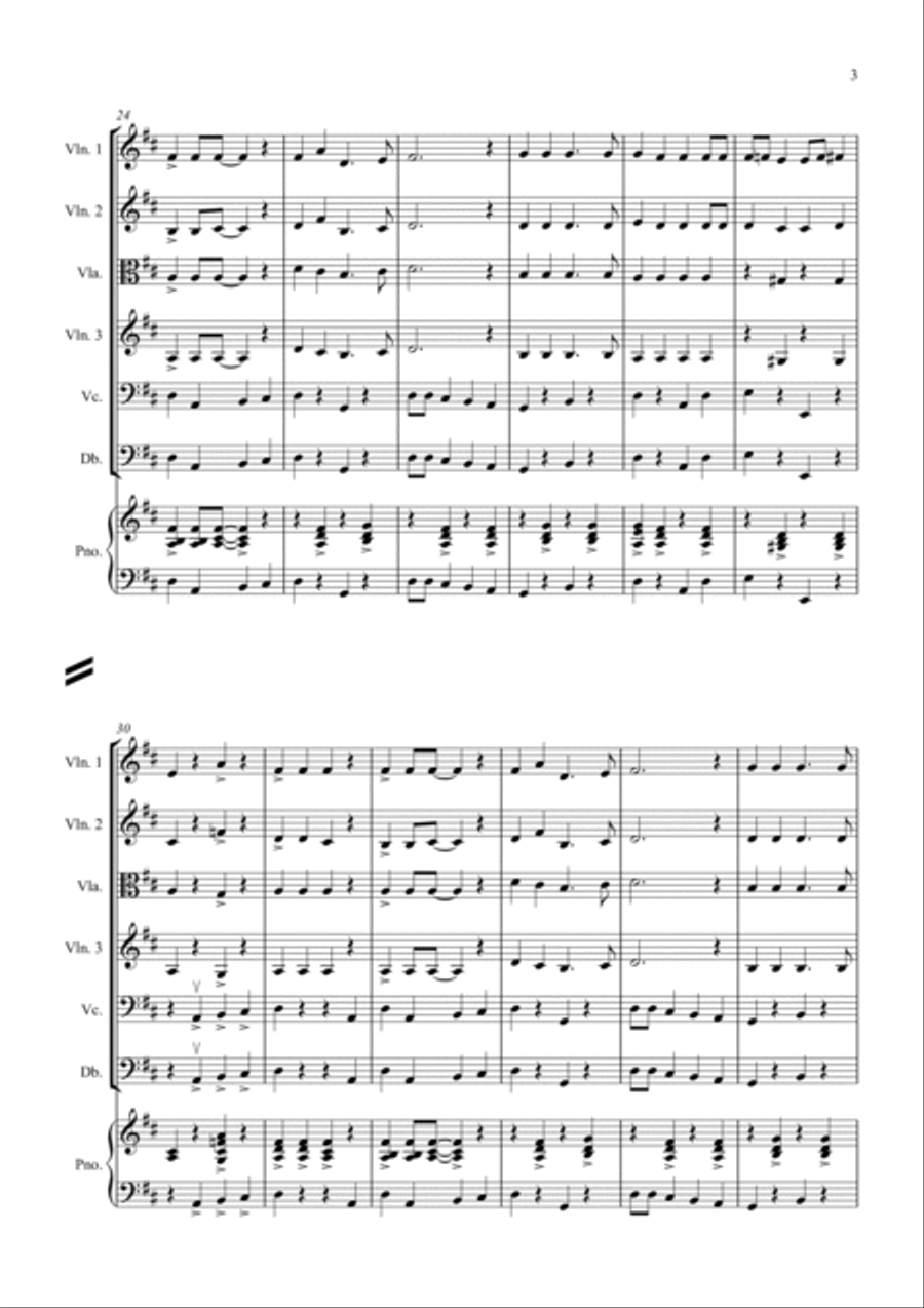 3 jazzy Christmas Pieces for String Orchestra String Quartet scores gallery preview page 3