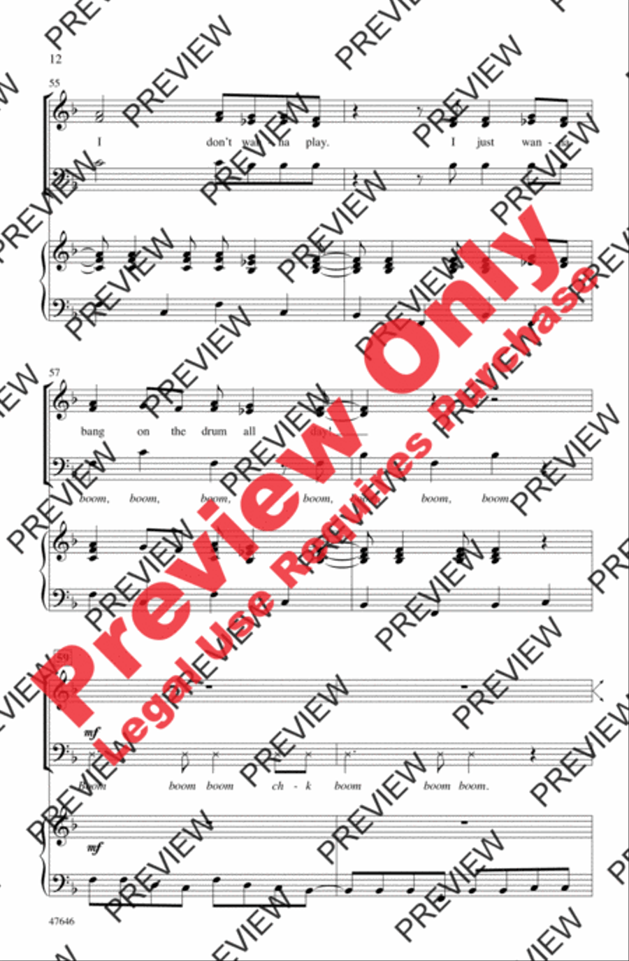 Bang the Drum All Day 3-Part scores gallery preview page 12