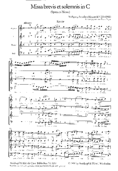 Missa brevis et solemnis in C K. 220 (196b)