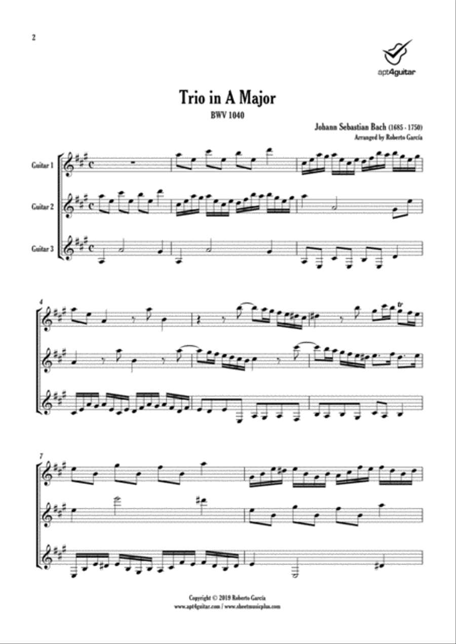 Trio BWV 1040 Trio BWV 1040 Small Ensemble scores gallery preview page 2