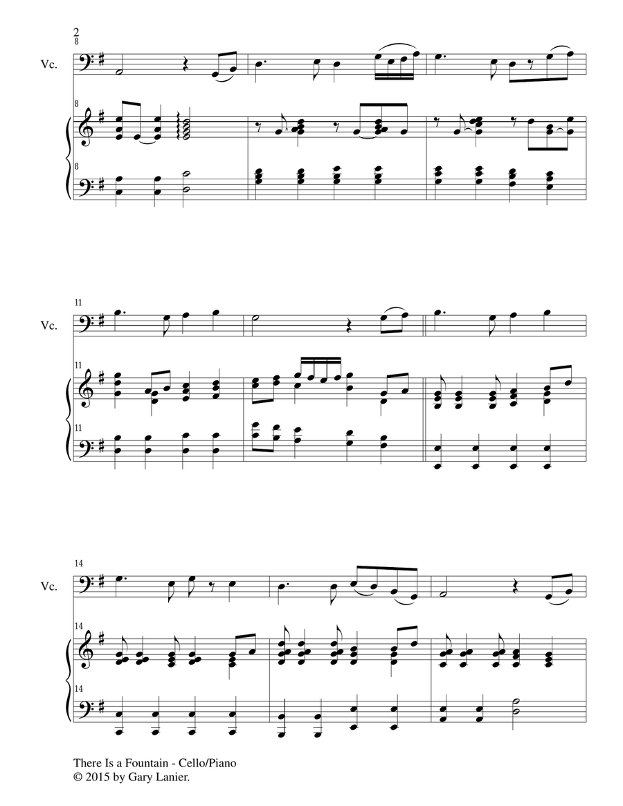 THERE IS A FOUNTAIN (Duet – Cello and Piano/Score and Parts) Piano scores gallery preview page 3
