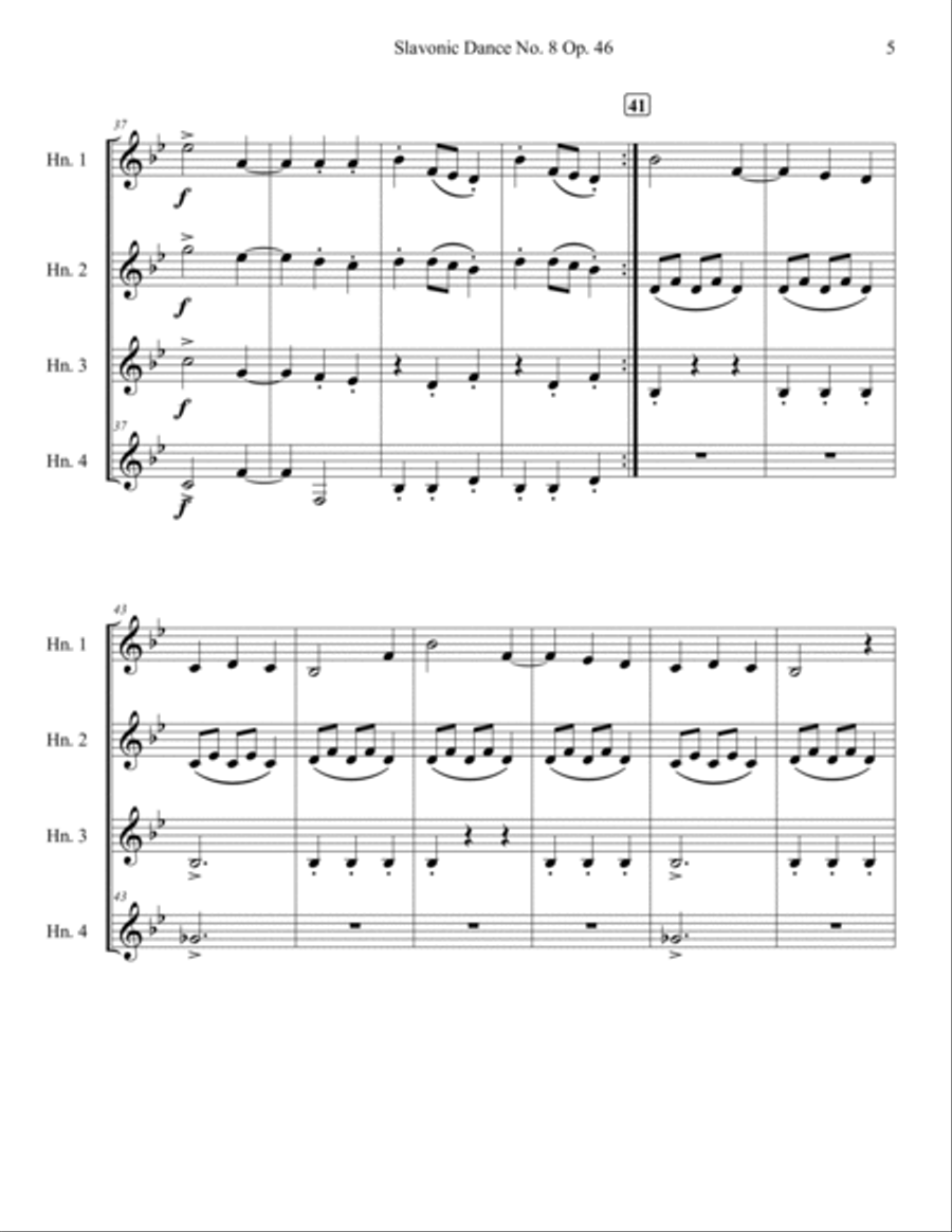 Slavonic Dance Op. 46 No. 8 Brass Quartet scores gallery preview page 5