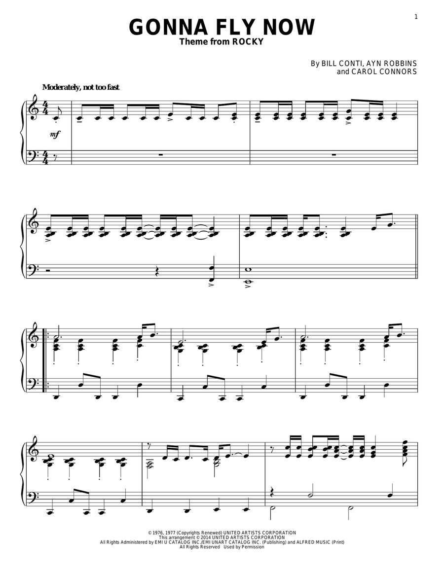 Gonna Fly Now (Theme from Rocky) Piano Solo scores gallery preview page 1