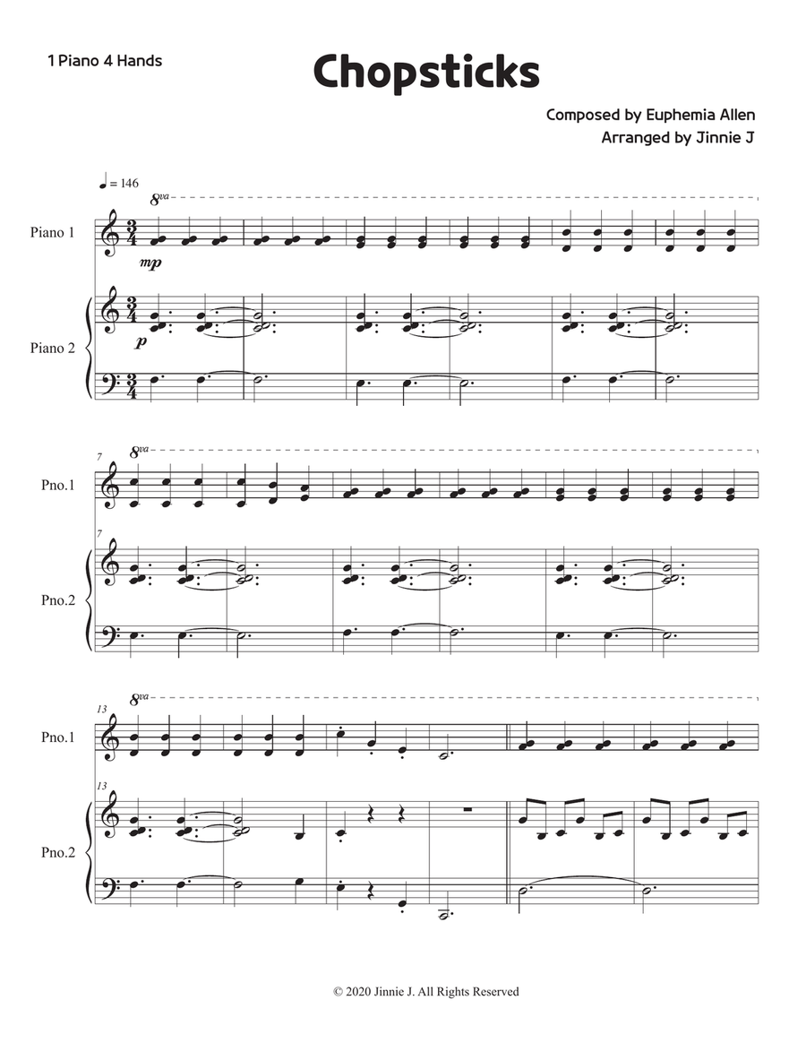 Chopsticks (Piano Duet) Piano Duet scores gallery preview page 1