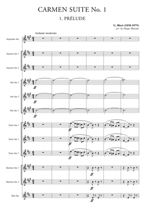 Book cover for Carmen Suite No. 1 (Part One) for Saxophone Ensemble