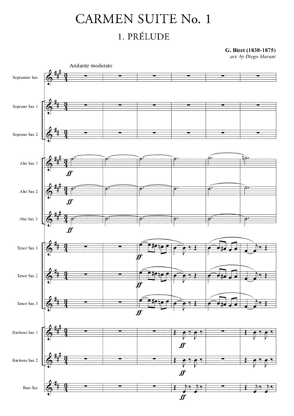Carmen Suite No. 1 (Part One) for Saxophone Ensemble image number null
