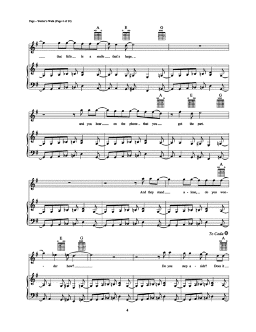 Walter's Walk Piano, Vocal, Guitar scores gallery preview page 4