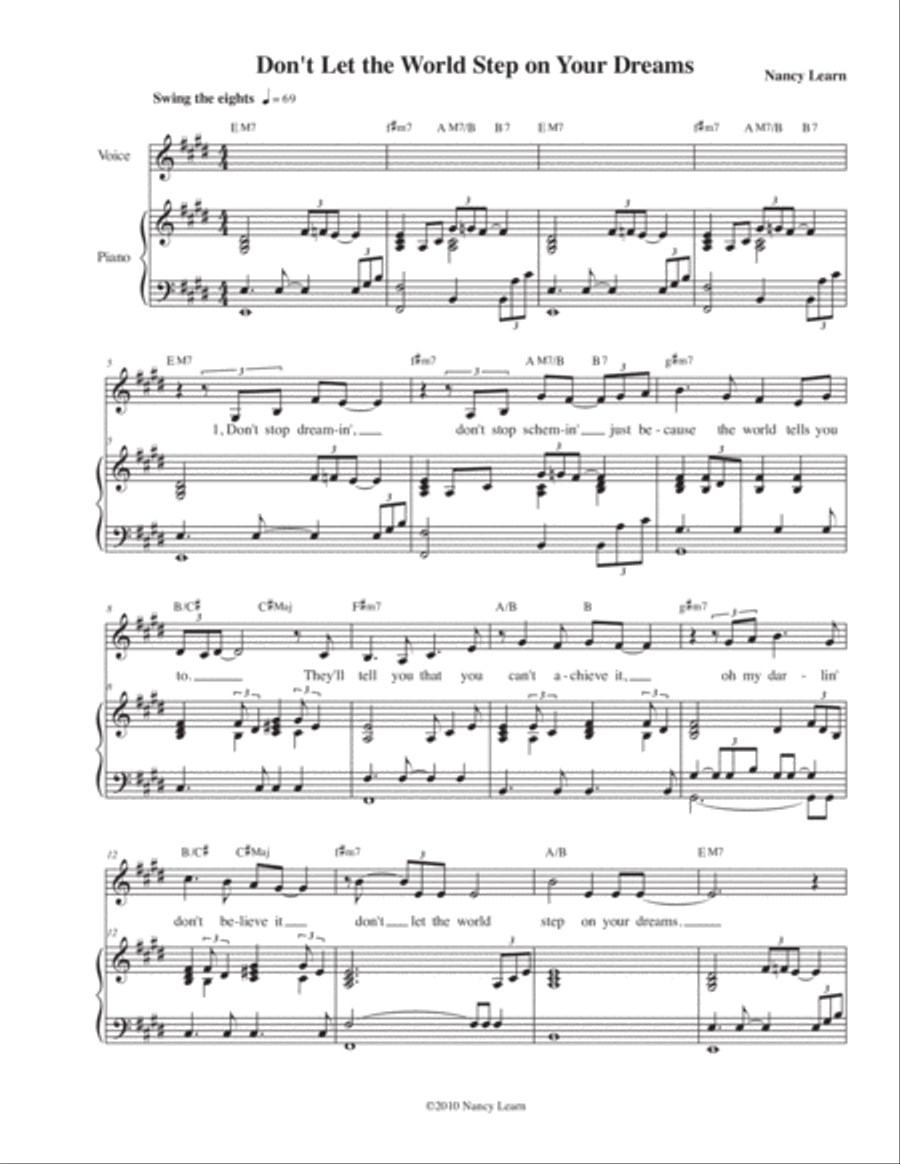 Don't Let the World Step on Your Dreams Voice scores gallery preview page 1