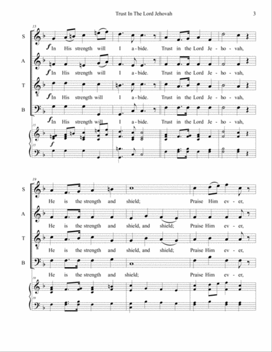 Trust in the Lord Jehovah 4-Part scores gallery preview page 3