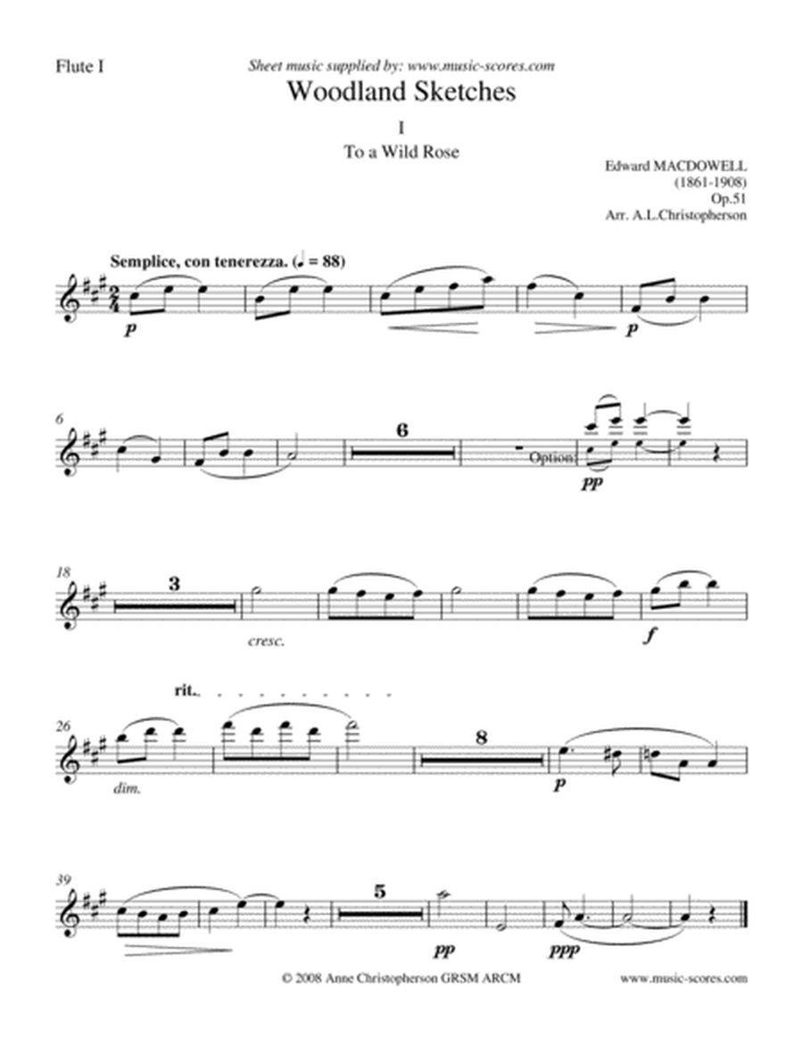 To a Wild Rose - 2 Flutes, Violin and Piano image number null