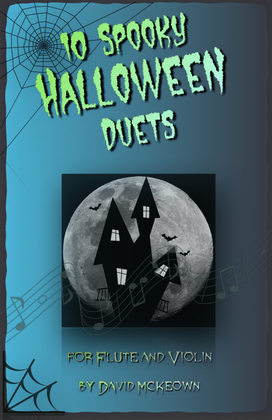 Book cover for 10 Spooky Halloween Duets for Flute and Violin