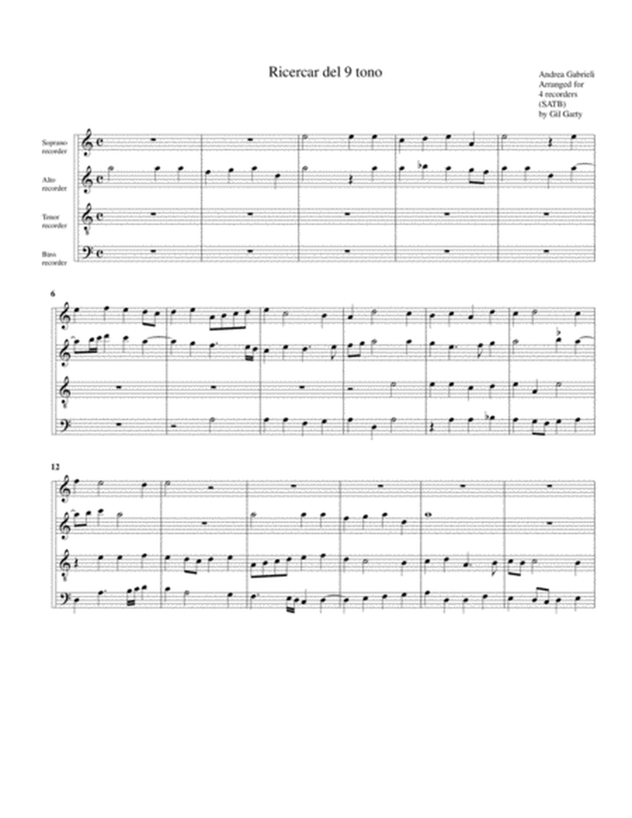 Ricercar del 9 tono (arrangement for 4 recorders)