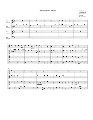 Ricercar del 9 tono (arrangement for 4 recorders)