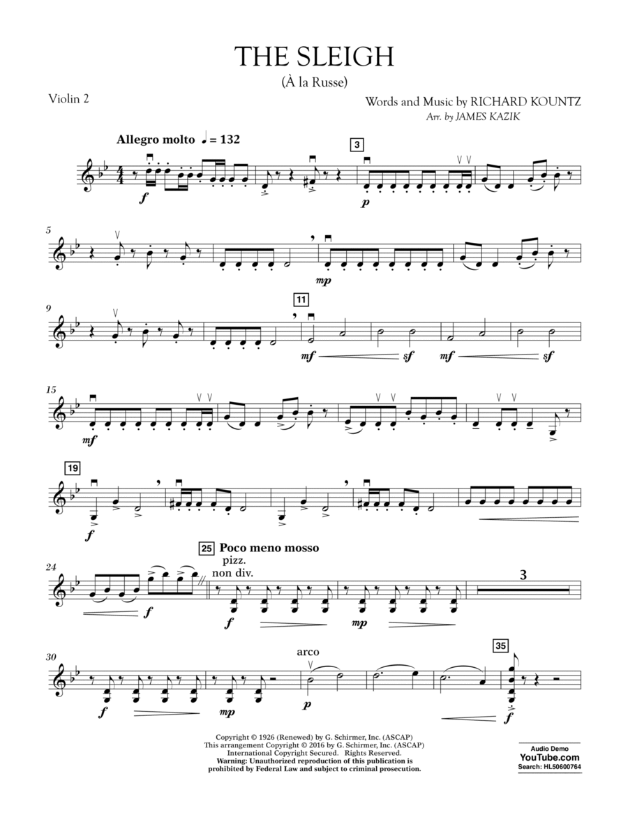 The Sleigh (À La Russe) - Violin 2