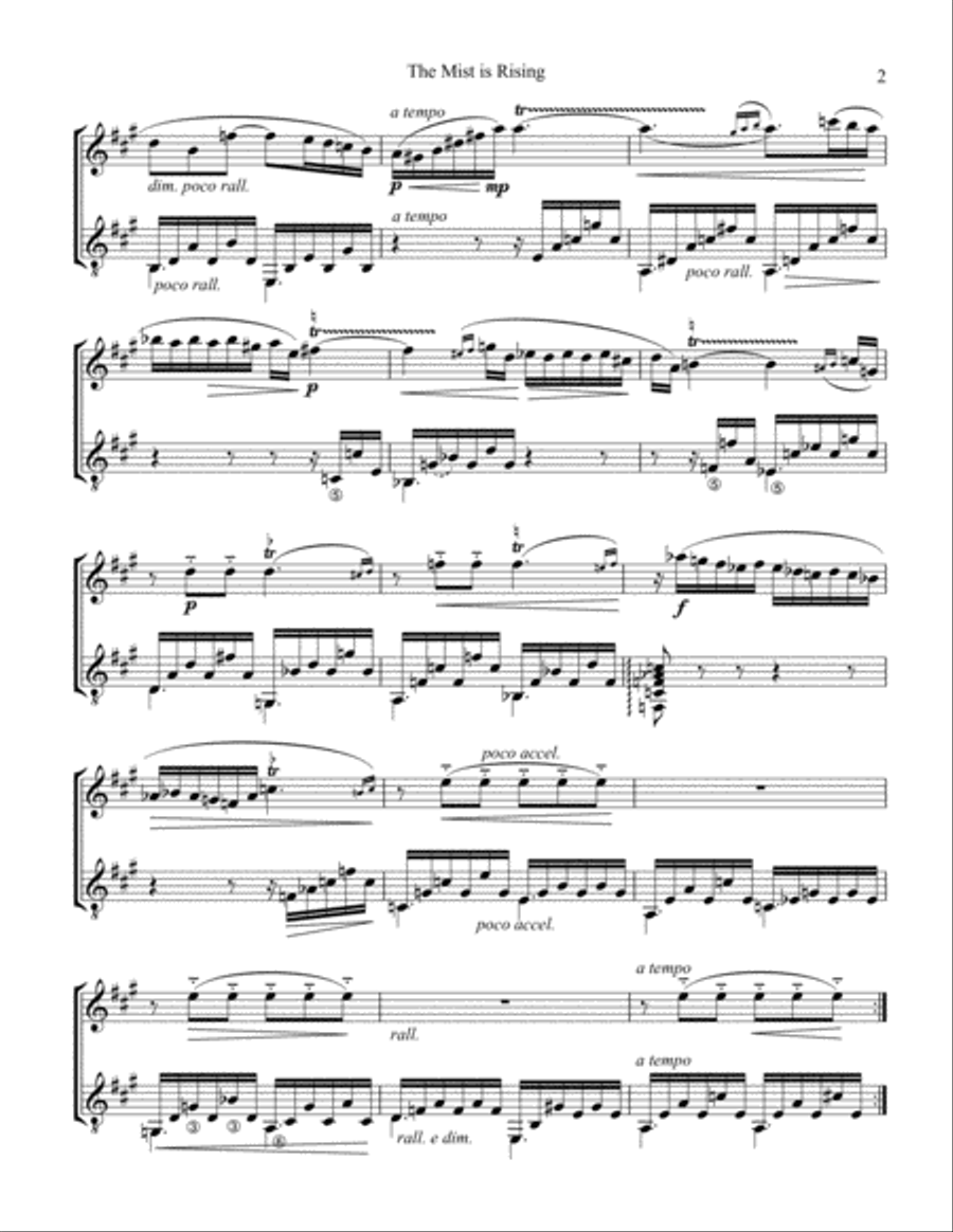 The Mist is Rising / Taagen letter Op. 41 for violin and guitar String Duet scores gallery preview page 3
