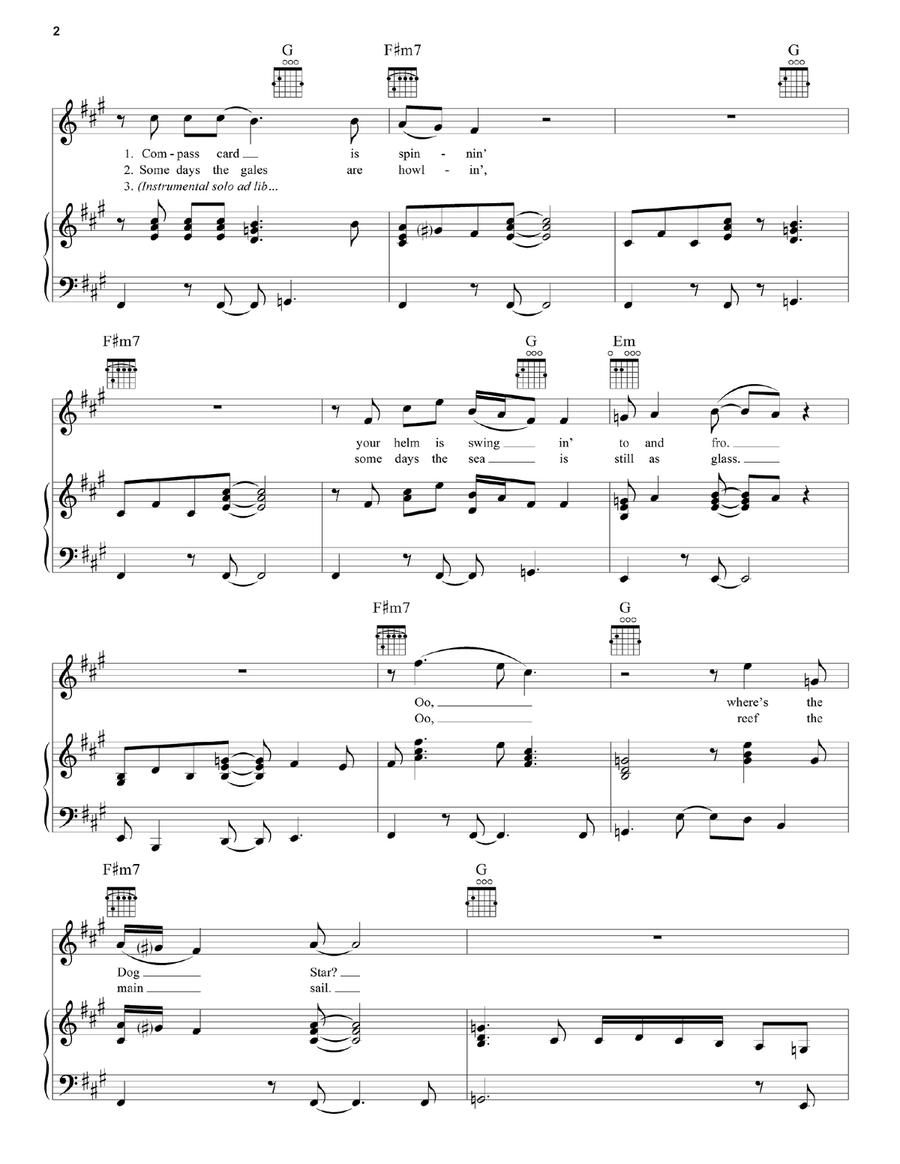 Lost Sailor Piano, Vocal, Guitar scores gallery preview page 2