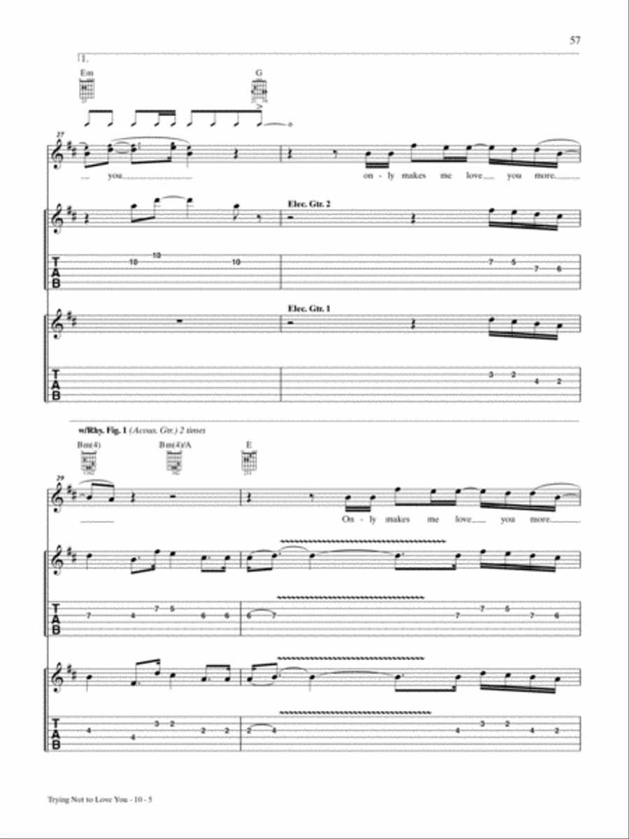 Trying Not to Love You Guitar Tablature scores gallery preview page 5