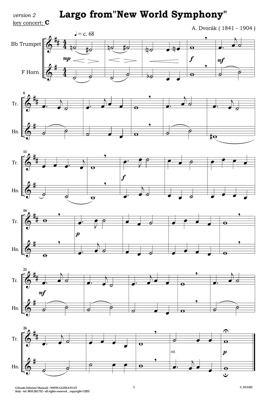 10 Romantic Easy duets for Bb Trumpet and French Horn in F Brass Duet scores gallery preview page 6