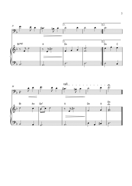 "Green Sleeves" - Beautiful easy version for DOUBLE BASS and PIANO image number null