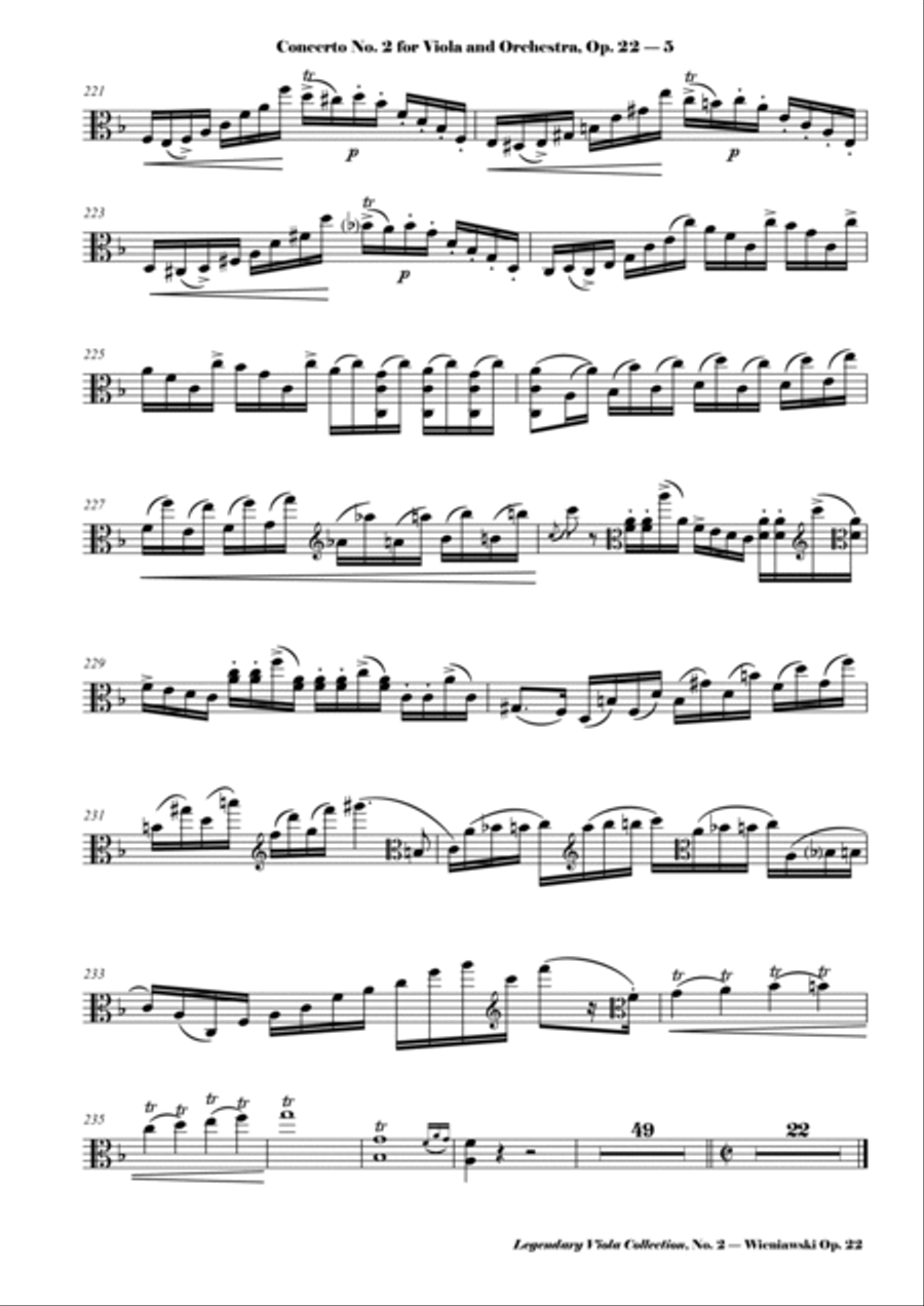 Wieniawski - Viola Concerto No. 2, Op. 22 - Legendary Viola Collecton - No. 2 Viola Solo scores gallery preview page 6
